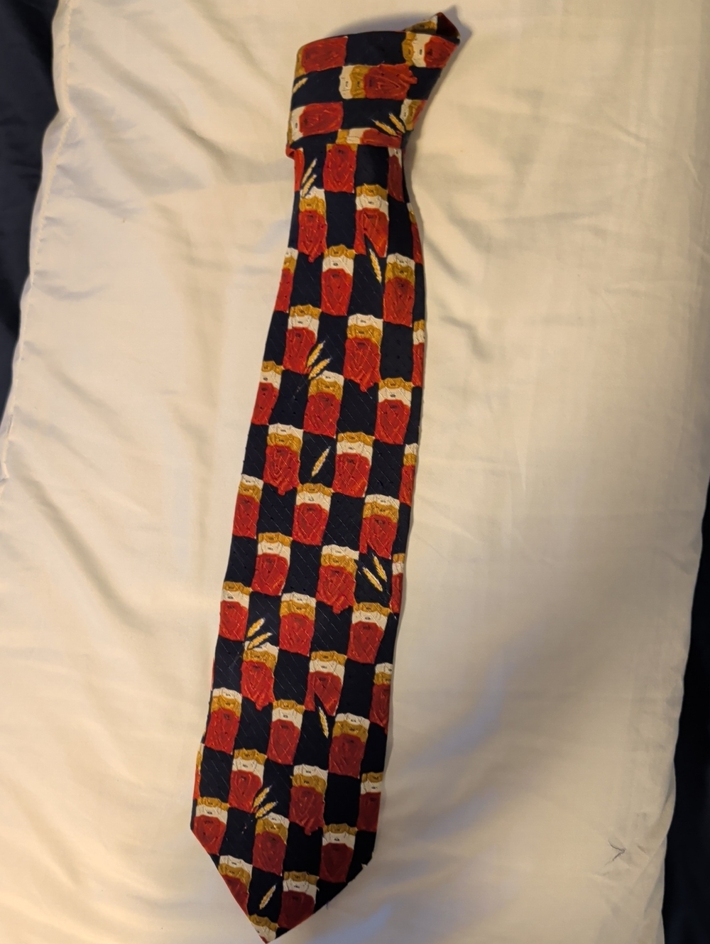 Ermenegildo Zegna Navy Tie with Red and Gold Check Novelty